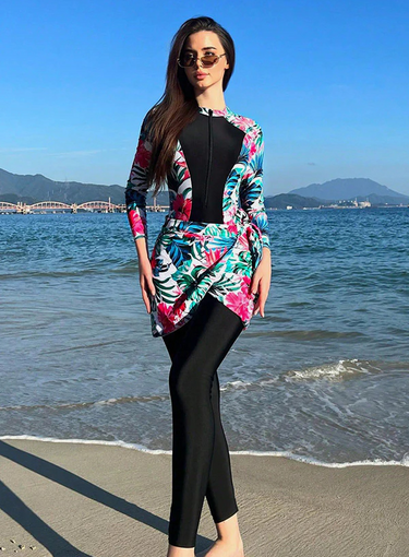 Modest Floral 3-Piece Burkini Set